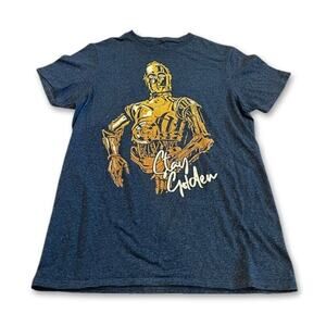 Star Wars T-Shirt Stay Golden Graphic C-3PO Crew Neck Heathered Navy/Gold M S